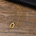PENDRA Square Geometric Hollow Pendant Necklace