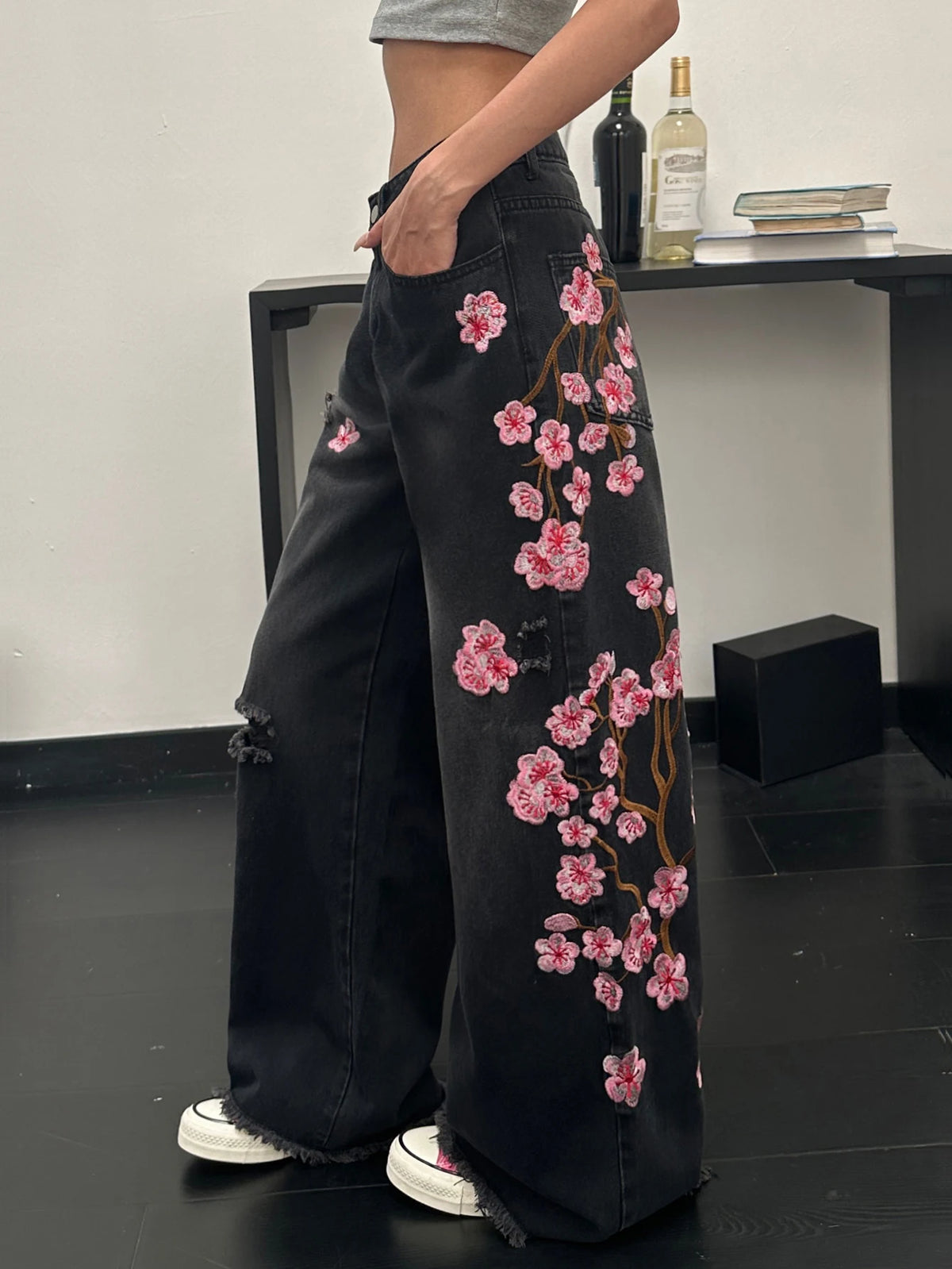PENDRA European American Floral Jeans