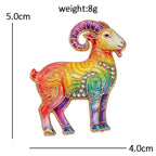 PENDRA Zodiac Goat Multicolor Rhinestone Brooch