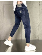 New Harajuku Fashion Trendy Spring Autumn Slim Fit Casual Jeans for Men Vintage Tapered Pencil Pants Stretch Boyfriend Jeans