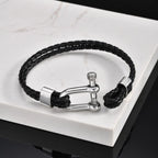 Stylish Leather Bracelet for Men Boys,Black Double Layers Leather Rope Bracelets,Trendy Jewelry Gifts to Dad Husband
