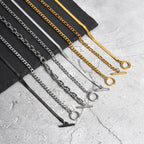 Men's Chain Necklace,Stainless Steel Cuban Chain Figaro Chain Collar,Classic Basic Gold Black Silver Color Chain