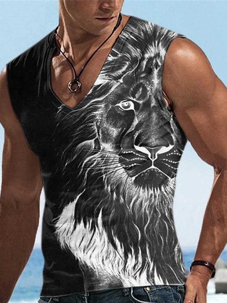 Street Style Stylish Men's V-neck Tank Top Summer Outdoor Casual Men's Tank Top Running Men's Comfortable Vest Pirate Ship Print