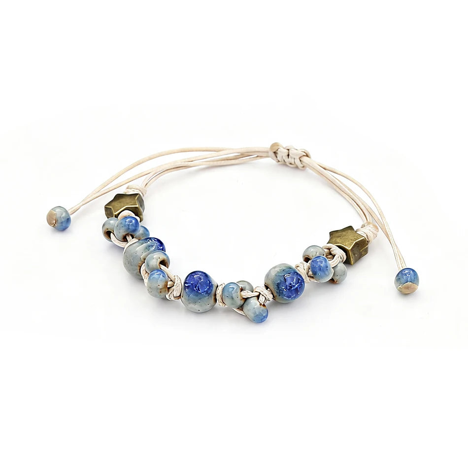 PENDRA Ceramica Light Blue Handmade Ceramic Beaded Bracelet