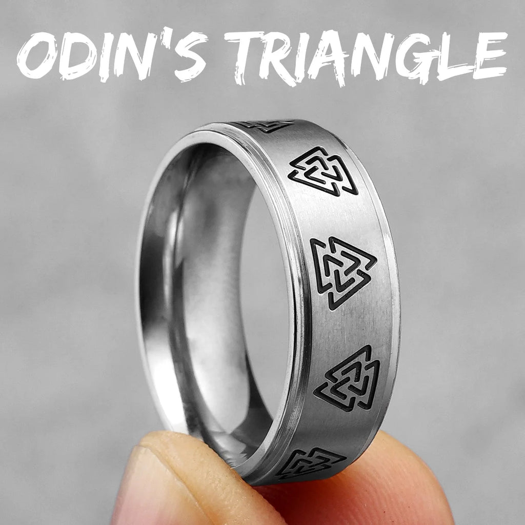 PENDRA Nordic Odin Triangle Steel Ring