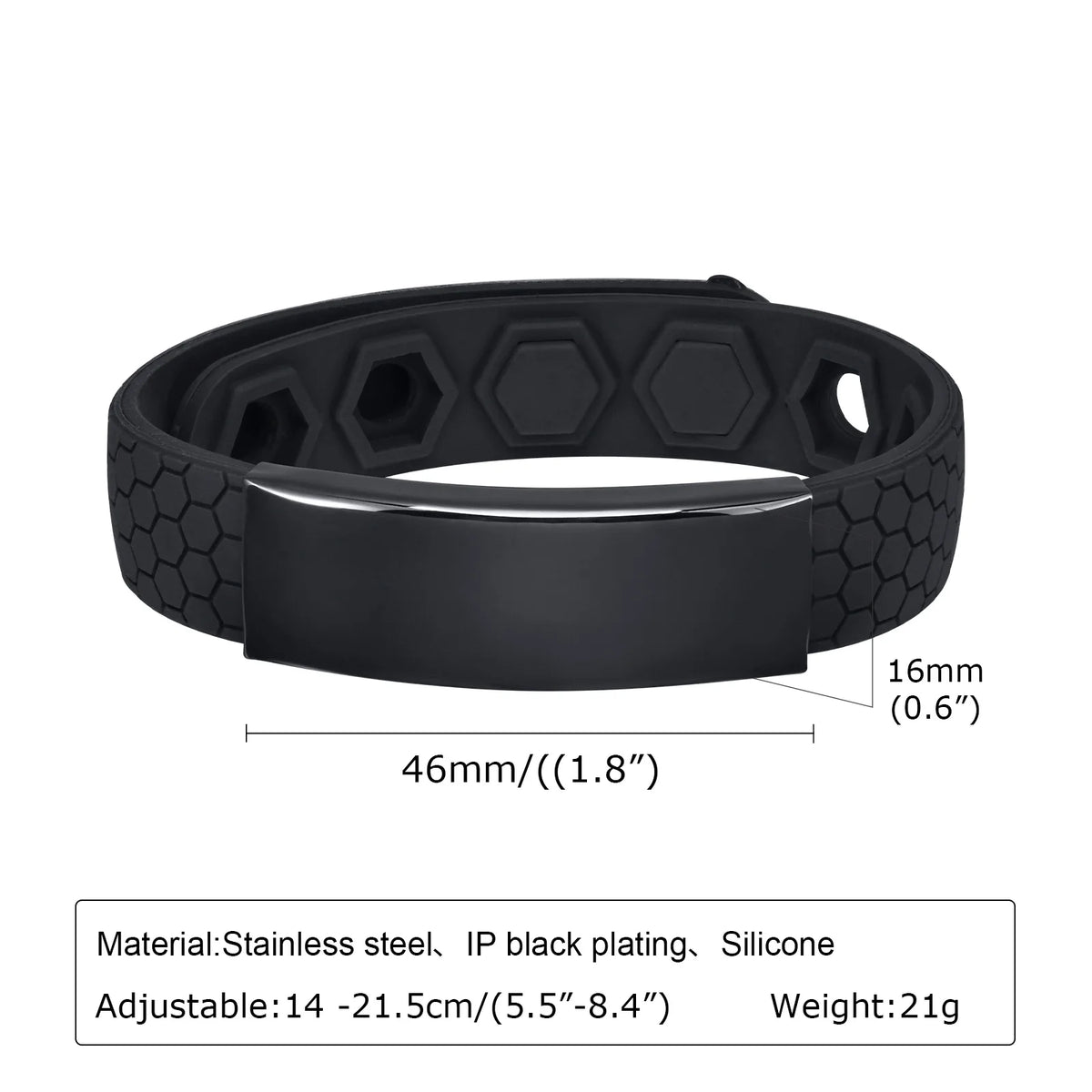 Free Engrave Silicone Bracelets for Men Boys,New Anti Static Custom ID Wristband,Personalized Jewelry