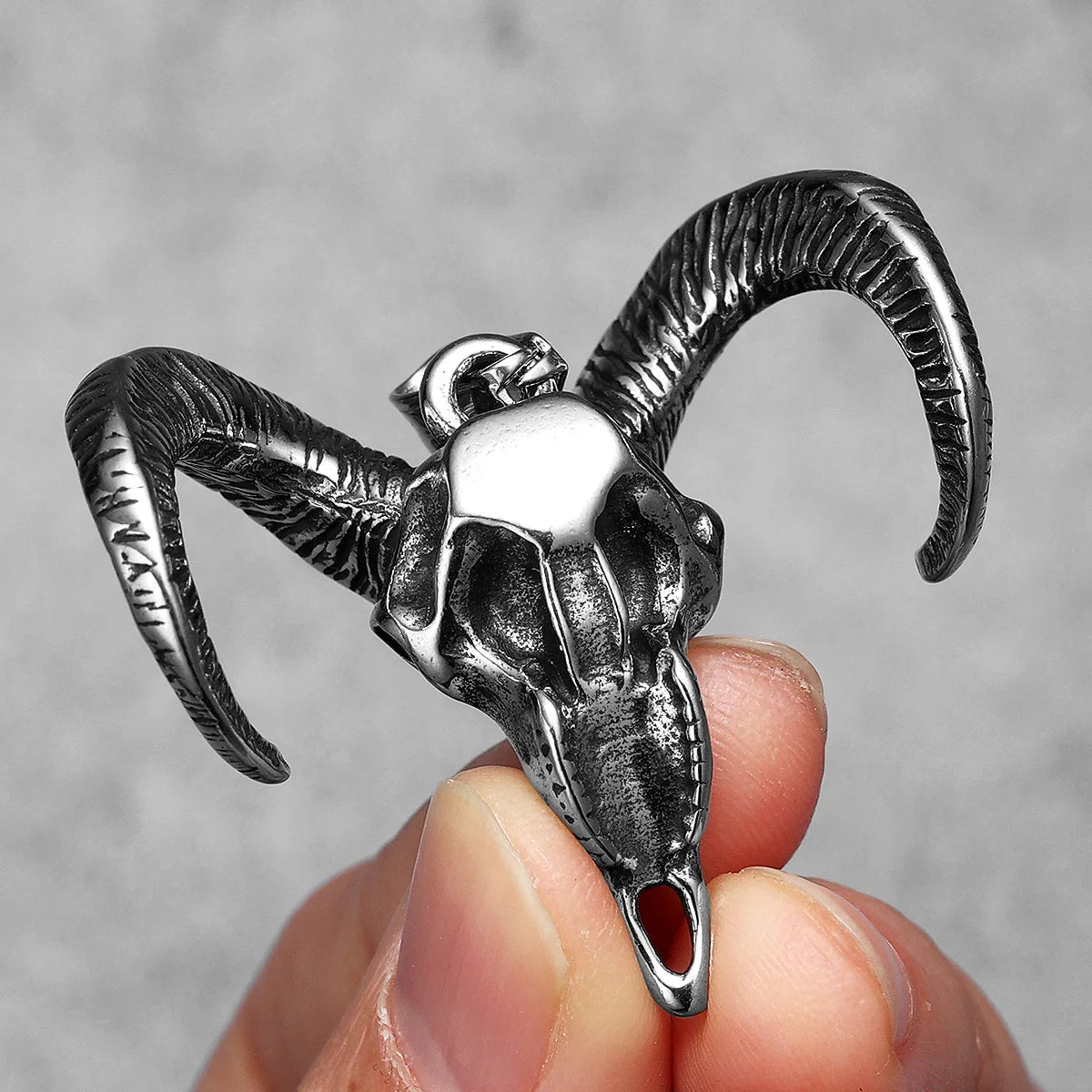 Goat Skull Men's Stainless Steel Pendant Necklace Gothic Egyptian Cross Symbol Occult Jewelry Punk Biker Animal Sweetwear Gift