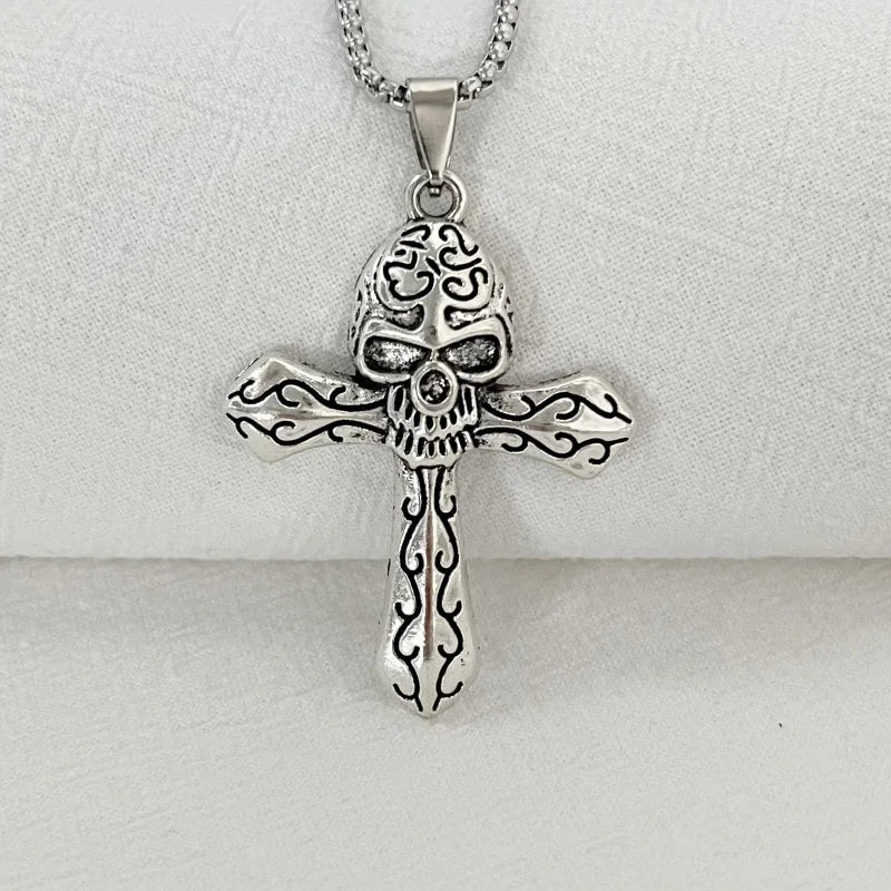 PENDRA Skullcross Mechanical Gothic Skull Cross Pendant