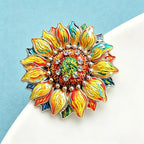 PENDRA Sunlit Famous Painting Sunflower Enamel Brooch