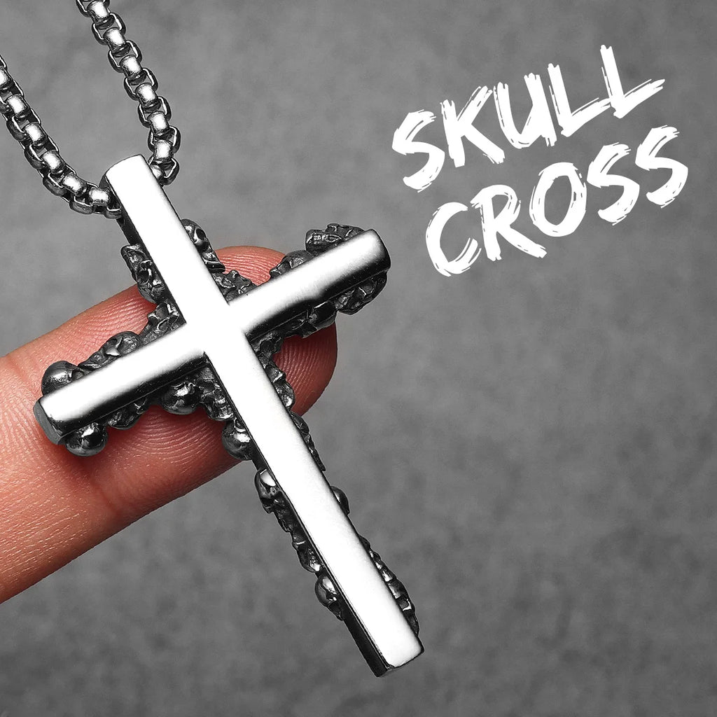 PENDRA Skull Cross Steel Necklace