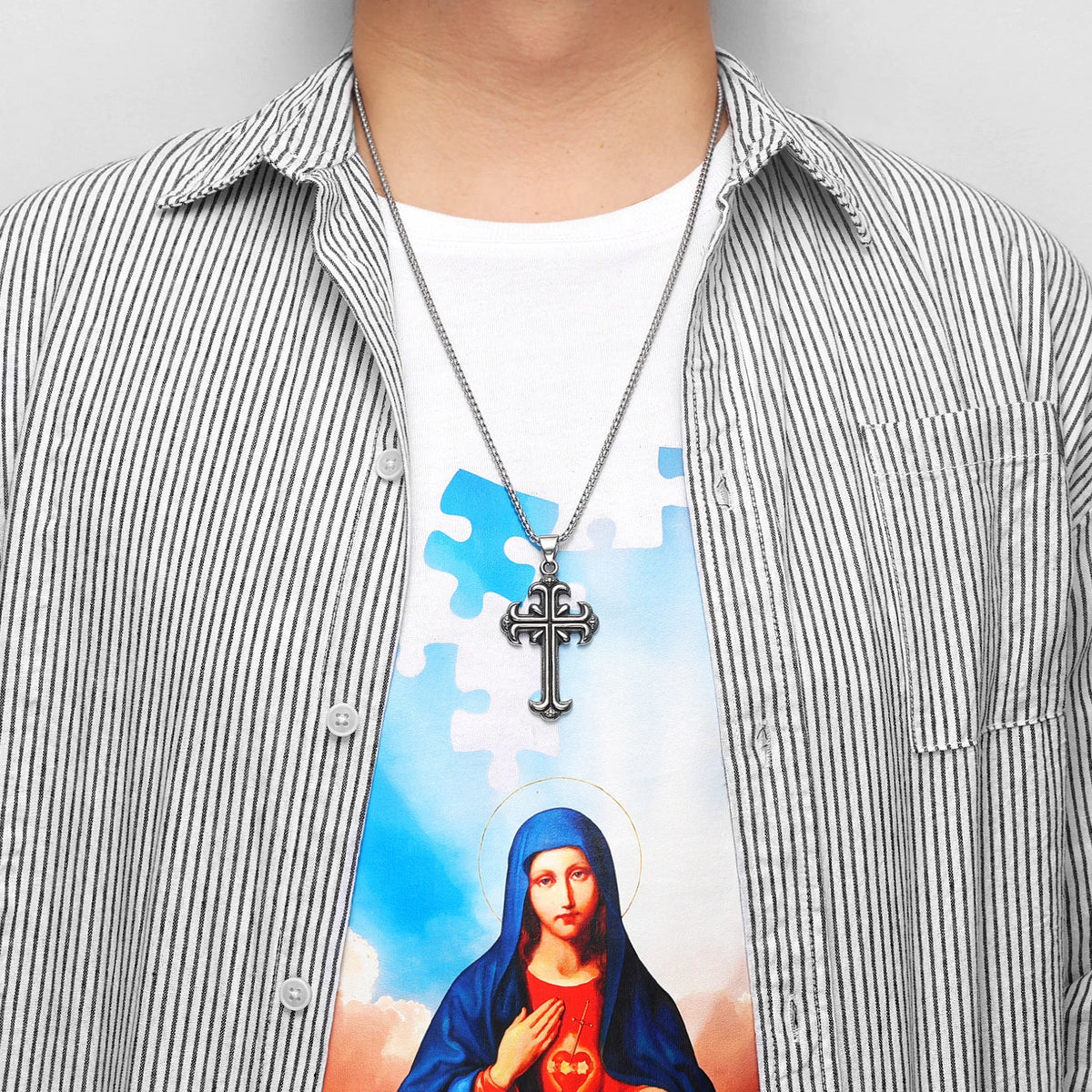 PENDRA Religion Cross Steel Necklace