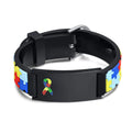 Personalized Autism Bracelet for Little Boy Girl ,Engraved Medical Alert ID Adjustable Silicon Bracelet,Aspergers Gift