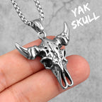 Yak Skull Animal Long Men Necklaces Pendants Chain Punk for Boyfriend Male Stainless Steel Jewelry Creativity Gift Wholesale