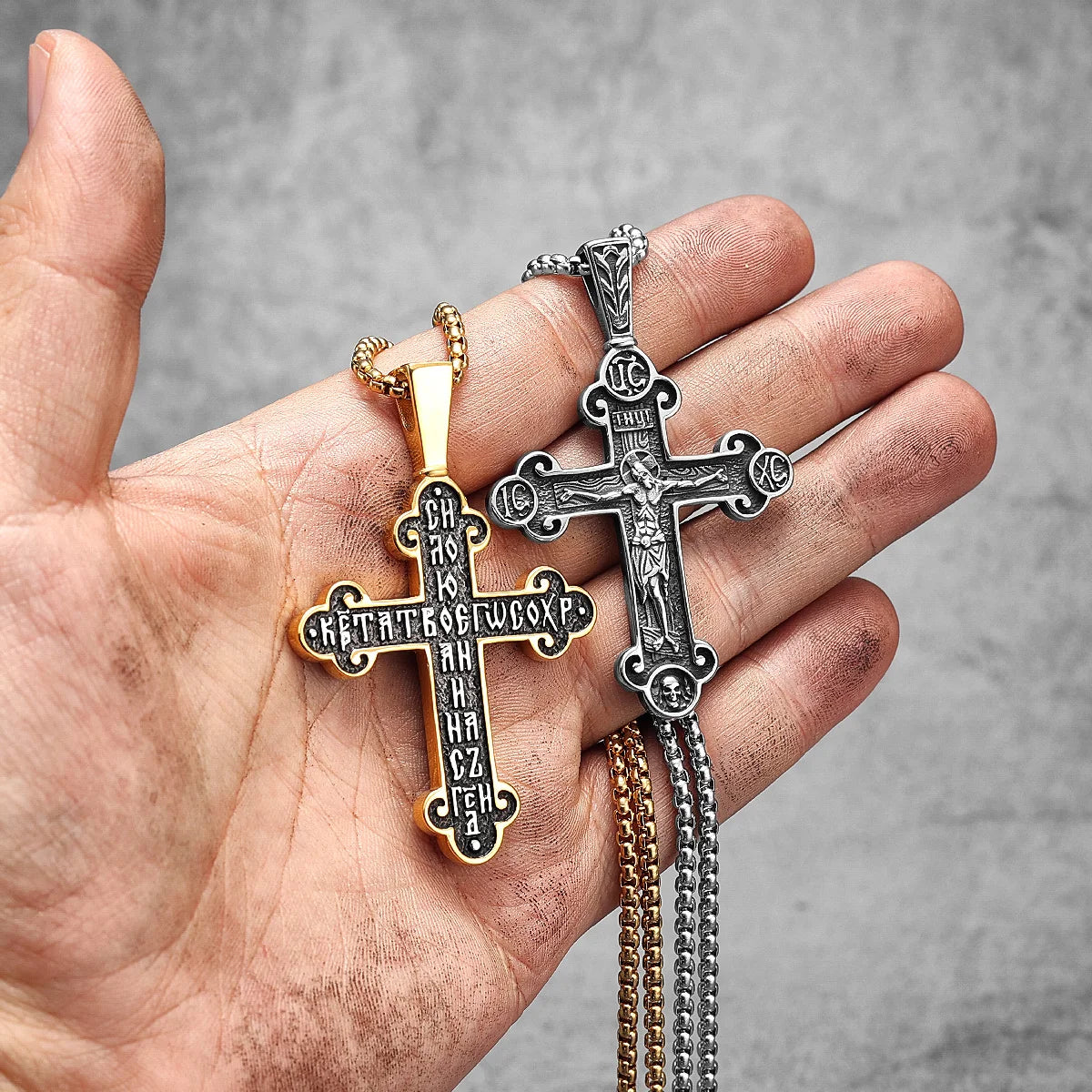 INRI Jesus Cross Religon Amulet Stainless Steel Men Women Necklaces Pendants Chain Punk Trendy Jewelry Creativity Gift Wholesale