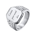 Mprainbow Mens Poker Spade Ace Rings Lucky Gift Jewelry, Waterproof Stainless Steel Simple Square Shaped Signet Statement Ring