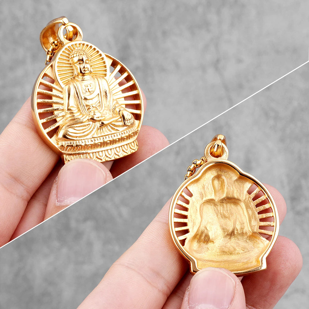 PENDRA Buddhism Buddha Sainless Gold Necklace