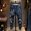 Autumn Korean Jeans Men's 2026 New Slim-fitting Straight Men's Pants Trendy Printed Teenagers Handsome Hip Hop Casual Trousers