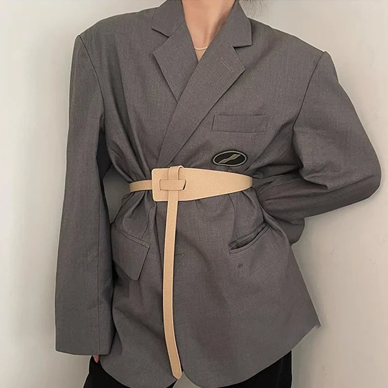 High-Quality Luxury Designer Belt For Women Knot Soft Pu Leather Long Plus Size Waistband Female Coat Corset Belt Cummerbunds
