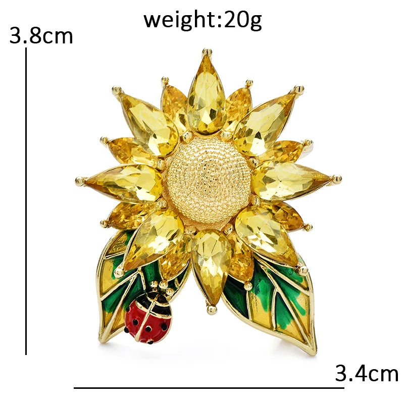 PENDRA Solaria Crystal Sunflower Brooch
