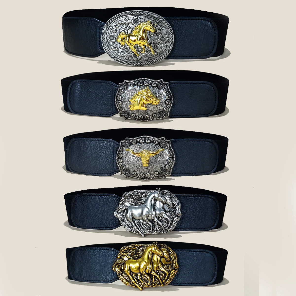 New Corset Western Bull Horse Wide Belt Pu Leather Slimming Body Belts for Women Elastic High Waist Belt Dress Cummerbunds Gifts