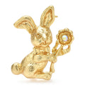 PENDRA Metal Taking Flower Rabbit Brooch