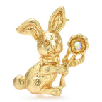 PENDRA Metal Taking Flower Rabbit Brooch