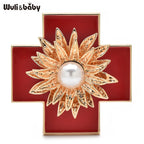 PENDRA Crossbloom Big Flower Cross Brooch