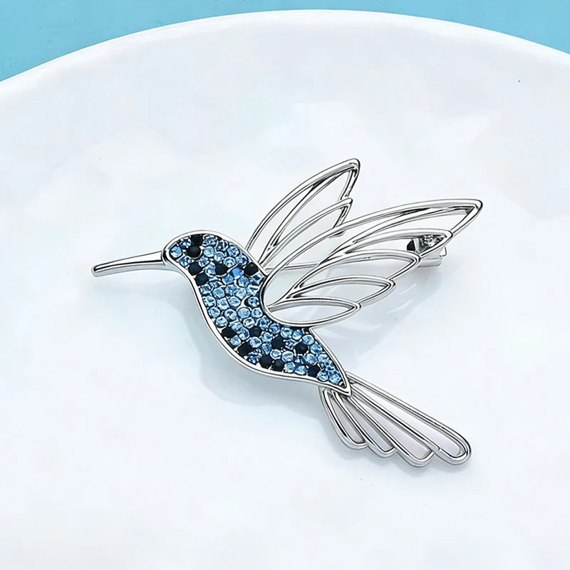 PENDRA Humminggleam 2-Color Rhinestone Hummingbird Brooch