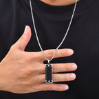 Playable Mini Harmonica Necklace for Men,Rectangular Pendant with Stainless Steel Ball Chain,Punk Music Lover Jewelry Gift