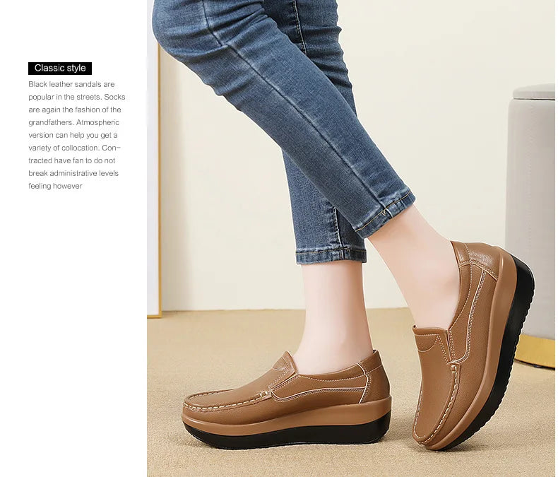 PENDRA Leather Sports Platform Shoes