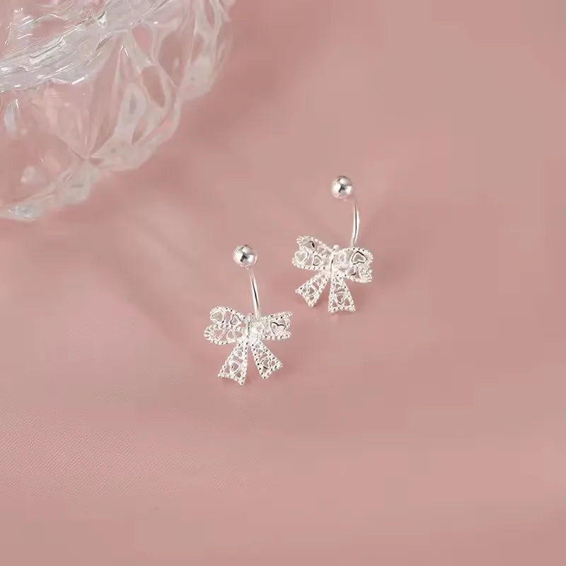 PENDRA Laceheart 925 Sterling Silver Bow Stud Earrings