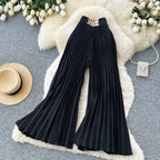 Korean version light mature style high waisted pleated wide leg pants women's spring commuting loose high-end fashion pants