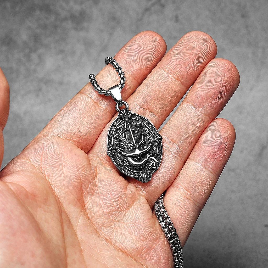 PENDRA Anchor Mermaid Steel Necklace