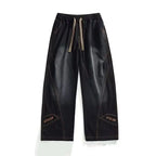 PENDRA Embroidery Washed Straight Pants