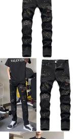 PENDRA Embroidery Elastic Ripped Pants