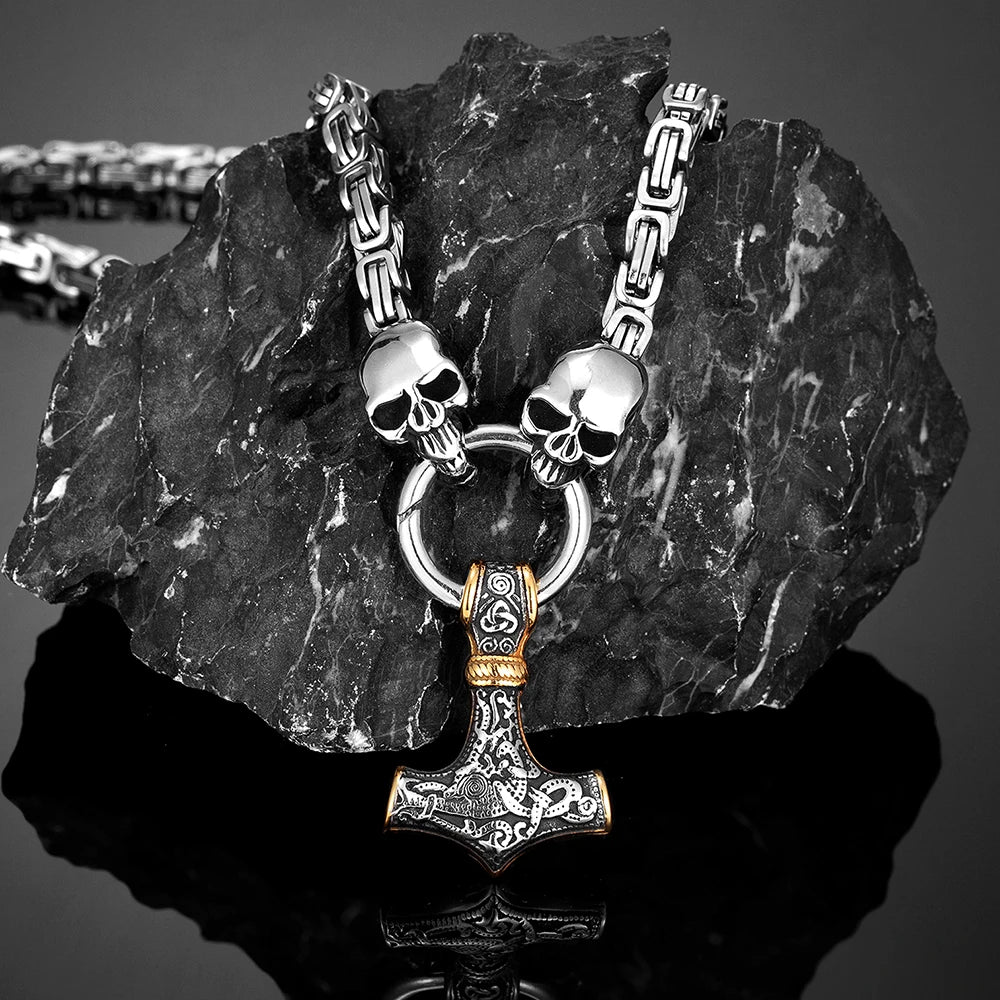 PENDRA Thor Hammer Norse Steel Necklace