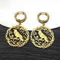 Goth Crow Hoops Ear Rings for Women Stainless Steel Gold Color Hollow Animal Raven Earrings Jewelry Halloween Gift EZZZ955S06