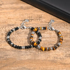 Metal Bead bracelets for Men Boys,Natural Beaded Stainless Steel Beaded Bracelets,Casual Jewelry Gifts