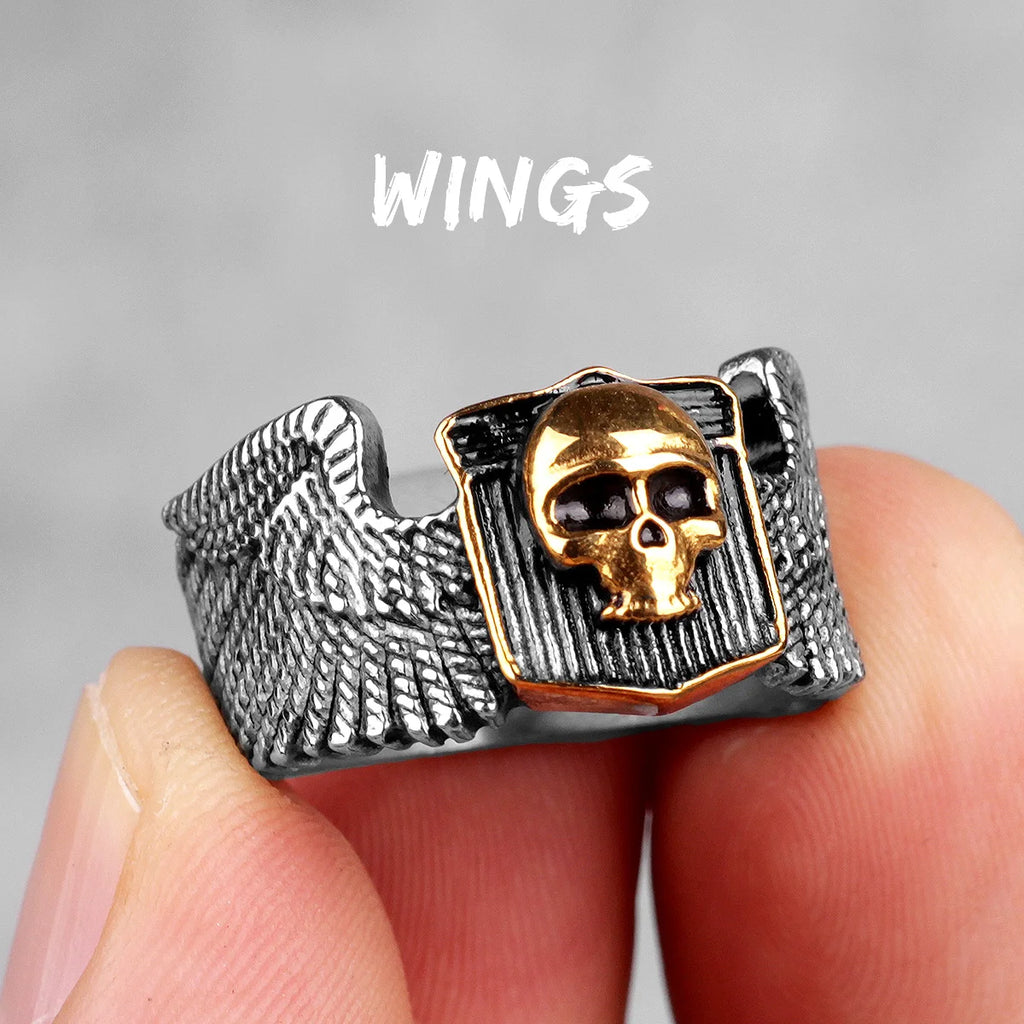 PENDRA Skull Wing Motorcycle Steel Ring
