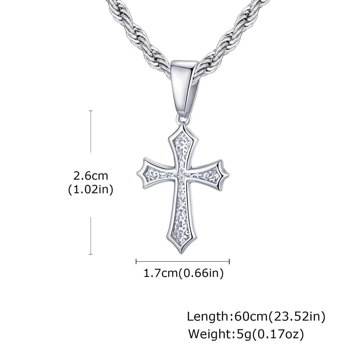 Hip-hop Cross Neckalce for Men Women,50/55/60cm Stainless Steel Cross Charm,Trendy Jewelry Gift for Him Her