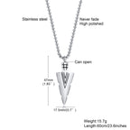 Mens Cremation Urn Necklace for Ashes,Stainless Steel Tribal  Arrowhead Memorial Pendant,Bereavement Keepsakes Gifts