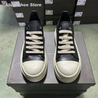 PENDRA Noir Luxe Black Genuine Leather 6cm Platform Flat Sneakers