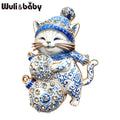 PENDRA Lightspark 2-Color Enamel Christmas Cat Brooch
