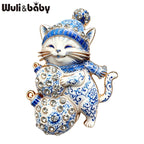 PENDRA Lightspark 2-Color Enamel Christmas Cat Brooch