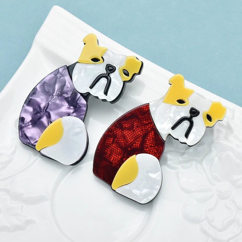 Wuli&baby Lovely Acrylic Dog Brooches For Women's Clothes Backpack Brooch Pins Gifts