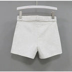 Rhinestone Shorts Women Wide Leg Shorts High Waist Sexy New Fashion Elastic Waist Diamond Casual Hot Pants Female belt