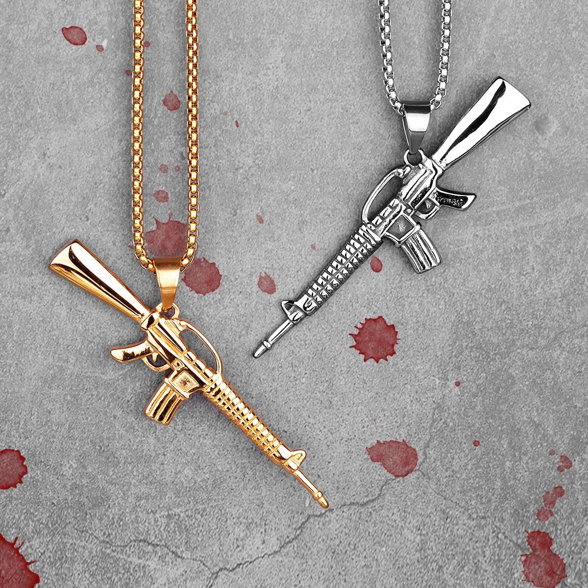 PENDRA Machine Gun M16 Steel Necklace