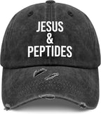 Jesus and Peptides Hat for Womens Cool Washed Distressed Baseball Cap