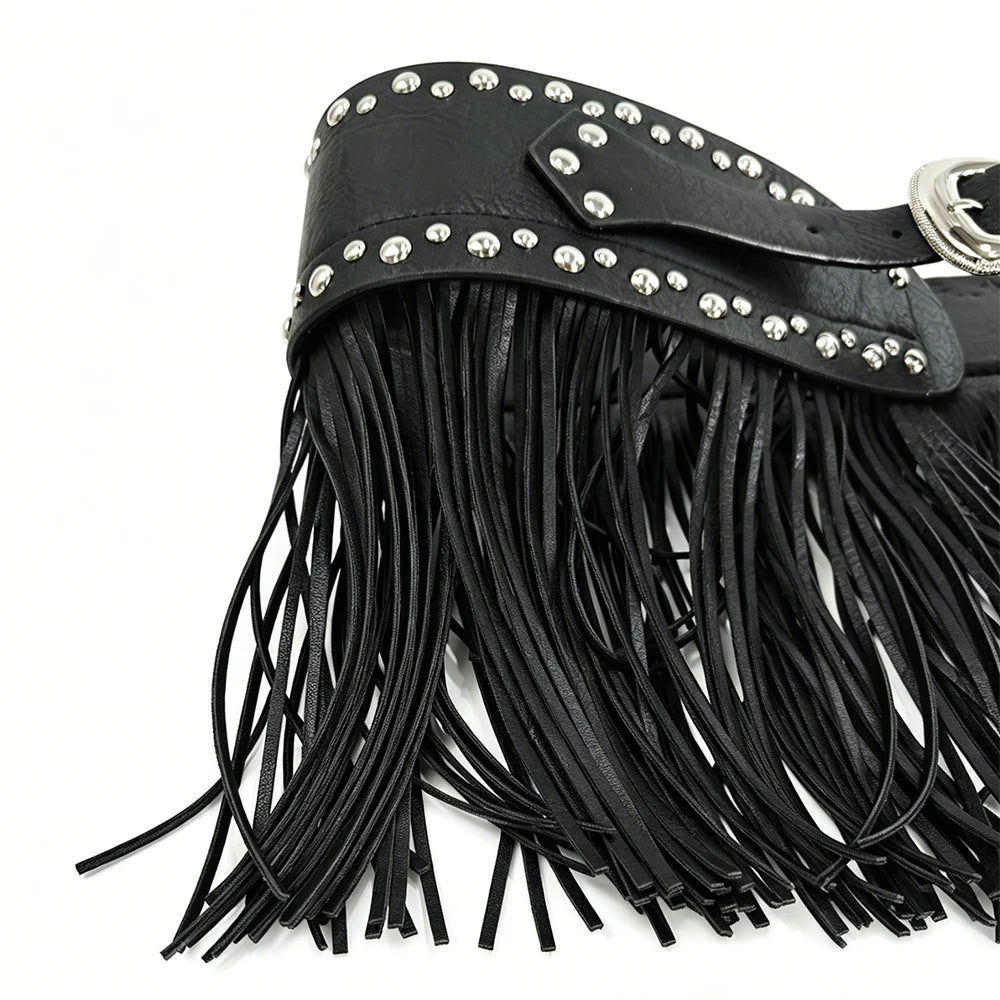 PENDRA Lunaara Leather Tassel Gothic Belt