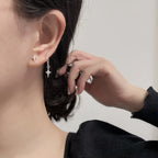 PENDRA Silver Stamp Asymmetrical Earrings